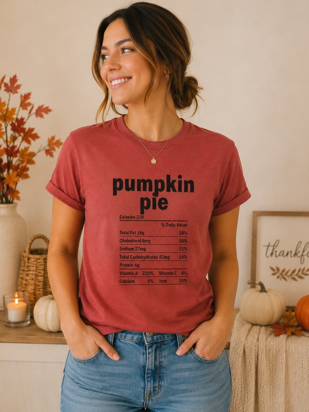 Funny Holiday Food Nutrition Graphic Shirt Size S